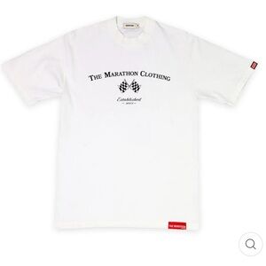 Marathon Cream colored T-Shirt - logo with checkered victory flags